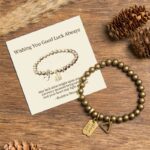 Buddha Stones "Wishing You Good Luck Always" Pure Copper Brass Bracelet Includes Gift Message Card - 7.9-8.3in(20-21cm) - Standard Gift Box - image 0