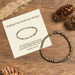 Buddha Stones "Wishing You Balance and Strength" Brass Beads Bracelet Includes Gift Message Card - 7.9-8.3in(20-21cm) - Standard Gift Box - image 0