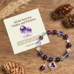 Buddha Stones "All the best for Calm and Wisdom" Amethyst Flower Bracelet Includes Gift Message Card - Amethyst(Spiritual Awareness♥Inner Peace) - Standard Gift Box - image 0