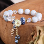 Buddha Stones "Sending You Peace and Grace" Blue Crystal Flower Bracelet Includes Gift Message Card - image 4