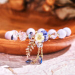 Buddha Stones "Sending You Peace and Grace" Blue Crystal Flower Bracelet Includes Gift Message Card - image 10